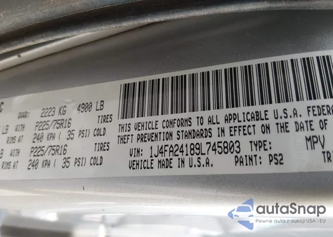 2009 Jeep Wrangler X из США, поврежденный, VIN 1J4FA24189L745803